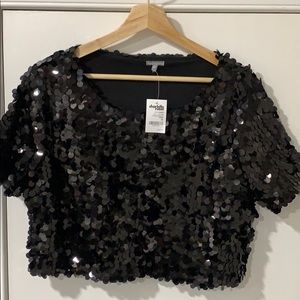 Women’s Black Sequin Crop Top